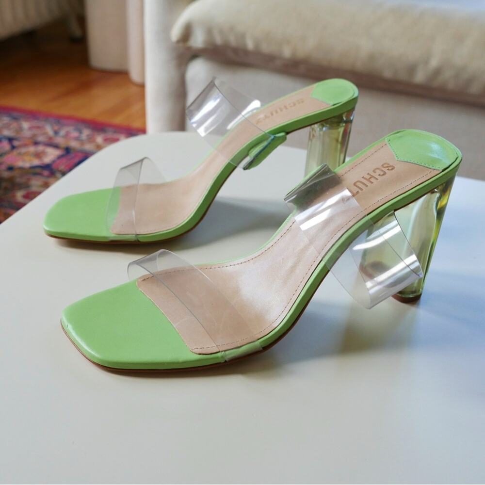 Schutz New Ariella Acrylic Sandal Fairy-Core Green Lucite Heel US 10 - Picture 13 of 14